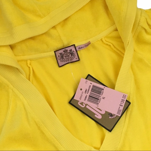 HTF: new Juicy Couture ♚ Terry Puff Sleeve Hoodie Romper ♚ Abby Bright Yellow XL - Picture 8 of 16
